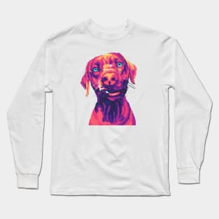 Unique Expression Dog on Pop Art Illustration Long Sleeve T-Shirt